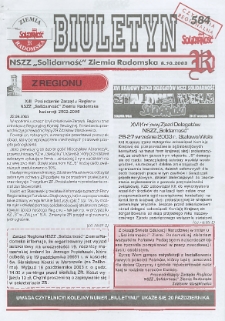 Biuletyn NSZZ "Solidarność" Ziemia Radomska, 2003, nr 584