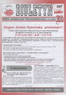 Biuletyn NSZZ "Solidarność" Ziemia Radomska, 2003, nr 587