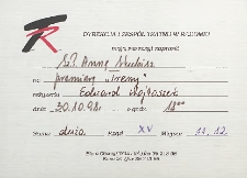 [Zaproszenie dla Anny Skubisz na premierę „Treny" ]/ Teatr Powszechny im. Jana Kochanowskiego w Radomiu