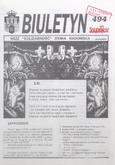 Biuletyn NSZZ "Solidarność" Ziemia Radomska, 2000, nr 494