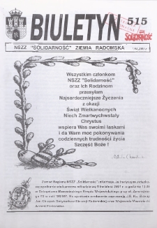 Biuletyn NSZZ "Solidarność" Ziemia Radomska, 2001, nr 515
