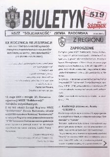 Biuletyn NSZZ "Solidarność" Ziemia Radomska, 2001, nr 519