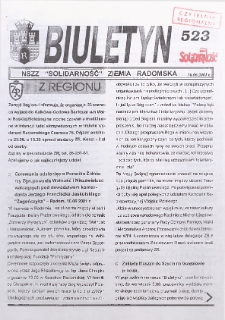 Biuletyn NSZZ "Solidarność" Ziemia Radomska, 2001, nr 523