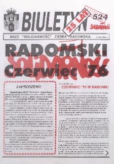 Biuletyn NSZZ "Solidarność" Ziemia Radomska, 2001, nr 524