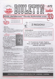 Biuletyn NSZZ "Solidarność" Ziemia Radomska, 2003, nr 573
