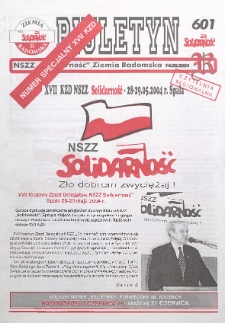 Biuletyn NSZZ "Solidarność" Ziemia Radomska, 2004, nr 601