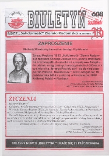 Biuletyn NSZZ "Solidarność" Ziemia Radomska, 2004, nr 608