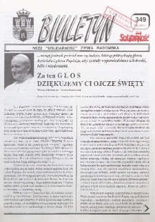 Biuletyn NSZZ "Solidarność" Ziemia Radomska, 1997, nr 349
