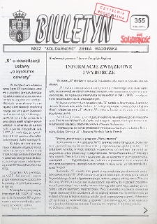 Biuletyn NSZZ "Solidarność" Ziemia Radomska, 1997, nr 355