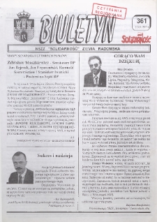 Biuletyn NSZZ "Solidarność" Ziemia Radomska, 1997, nr 361