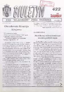 Biuletyn NSZZ "Solidarność" Ziemia Radomska, 1999, nr 422
