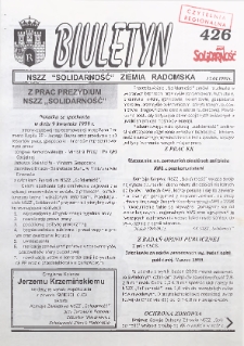 Biuletyn NSZZ "Solidarność" Ziemia Radomska, 1999, nr 426