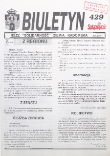 Biuletyn NSZZ "Solidarność" Ziemia Radomska, 1999, nr 429