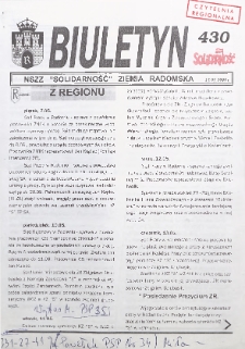 Biuletyn NSZZ "Solidarność" Ziemia Radomska, 1999, nr 430