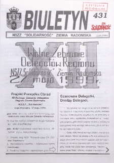 Biuletyn NSZZ "Solidarność" Ziemia Radomska, 1999, nr 431