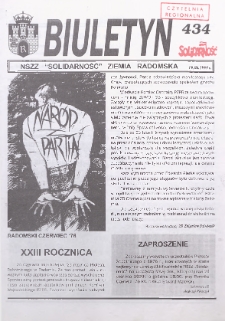 Biuletyn NSZZ "Solidarność" Ziemia Radomska, 1999, nr 434