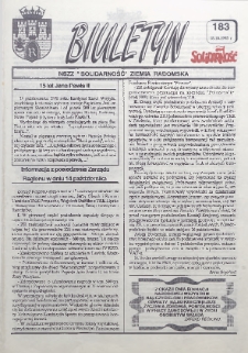 Biuletyn NSZZ "Solidarność" Ziemia Radomska, 1993, nr 183