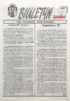 Biuletyn NSZZ "Solidarność" Ziemia Radomska, 1993, nr 187