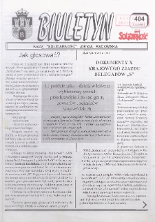 Biuletyn NSZZ "Solidarność" Ziemia Radomska, 1998, nr 404