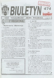 Biuletyn NSZZ "Solidarność" Ziemia Radomska, 2000, nr 474