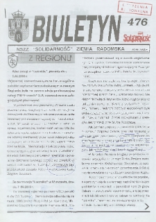 Biuletyn NSZZ "Solidarność" Ziemia Radomska, 2000, nr 476