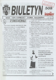 Biuletyn NSZZ "Solidarność" Ziemia Radomska, 2001, nr 508