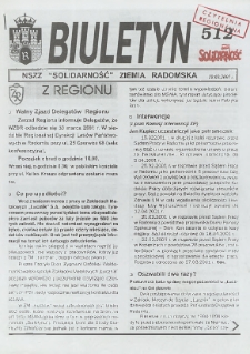 Biuletyn NSZZ "Solidarność" Ziemia Radomska, 2001, nr 512