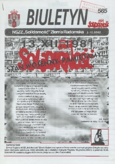 Biuletyn NSZZ "Solidarność" Ziemia Radomska, 2002, nr 565