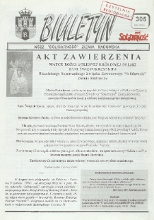 Biuletyn NSZZ "Solidarność" Ziemia Radomska, 1996, nr 305