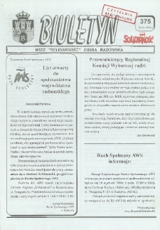 Biuletyn NSZZ "Solidarność" Ziemia Radomska, 1998, nr 375