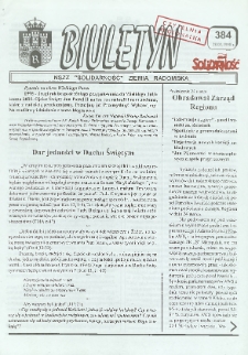 Biuletyn NSZZ "Solidarność" Ziemia Radomska, 1998, nr 384