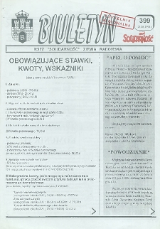 Biuletyn NSZZ "Solidarność" Ziemia Radomska, 1998, nr 399
