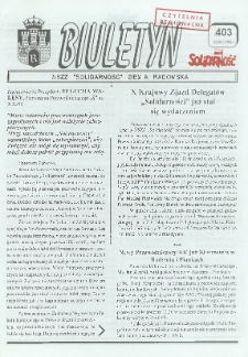 Biuletyn NSZZ "Solidarność" Ziemia Radomska, 1998, nr 403