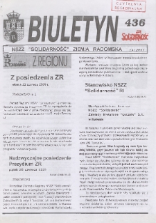 Biuletyn NSZZ "Solidarność" Ziemia Radomska, 1999, nr 436