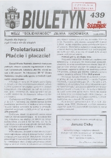 Biuletyn NSZZ "Solidarność" Ziemia Radomska, 1999, nr 439