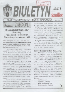 Biuletyn NSZZ "Solidarność" Ziemia Radomska, 1999, nr 441