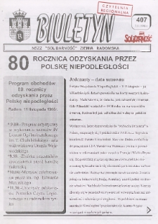 Biuletyn NSZZ "Solidarność" Ziemia Radomska, 1998, nr 407