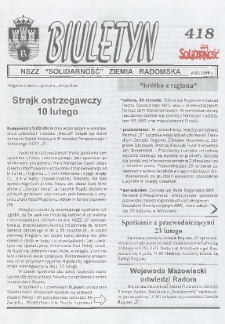 Biuletyn NSZZ "Solidarność" Ziemia Radomska, 1999, nr 418