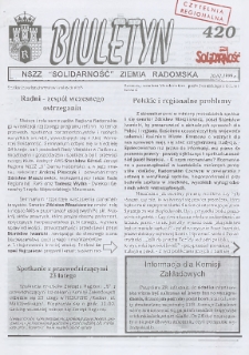 Biuletyn NSZZ "Solidarność" Ziemia Radomska, 1999, nr 420
