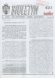 Biuletyn NSZZ "Solidarność" Ziemia Radomska, 1999, nr 421