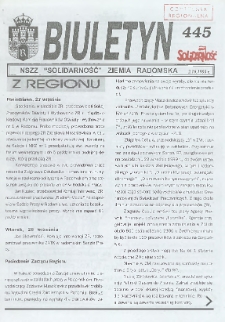 Biuletyn NSZZ "Solidarność" Ziemia Radomska, 1999, nr 445