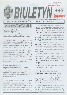 Biuletyn NSZZ "Solidarność" Ziemia Radomska, 1999, nr 447