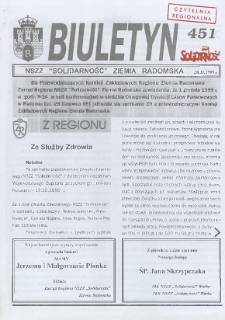 Biuletyn NSZZ "Solidarność" Ziemia Radomska, 1999, nr 451
