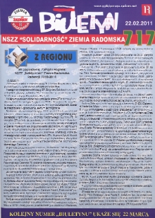 Biuletyn NSZZ "Solidarność" Ziemia Radomska, 2011, mr 717
