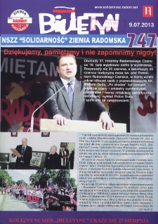 Biuletyn NSZZ "Solidarność" Ziemia Radomska, 2013, nr 747