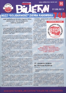 Biuletyn NSZZ "Solidarność" Ziemia Radomska, 2013, nr 748