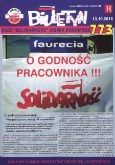 Biuletyn NSZZ "Solidarność" Ziemia Radomska, 2015, nr 773