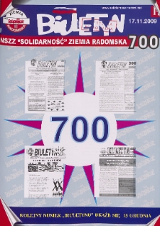 Biuletyn NSZZ "Solidarność" Ziemia Radomska, 2009, nr 700