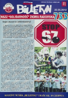 Biuletyn NSZZ "Solidarność" Ziemia Radomska, 2012, nr 733