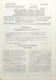 Biuletyn NSZZ "Solidarność" Ziemia Radomska, 1991, nr 57